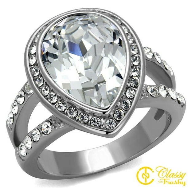 Women's Fashion Jewelry Ring Premium Grade High Quality Stainless Steel Clear Top Grade Crystal by Classy Not Trashy® Women's Fashion Jewelry Ring Premium Grade High Quality Stainless Steel Clear Top Grade Crystal by Classy Not Trashy®